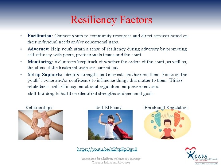 Resiliency Factors • • Facilitation: Connect youth to community resources and direct services based Resiliency Factors • • Facilitation: Connect youth to community resources and direct services based