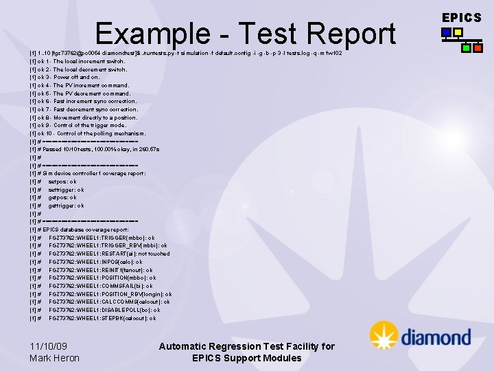 Example - Test Report [1] 1. . 10 [fgz 73762@pc 0054 diamondtest]$. /runtests. py