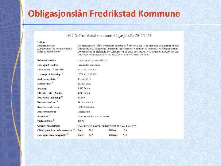 Obligasjonslån Fredrikstad Kommune 