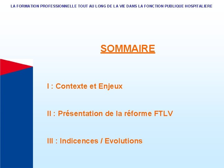 LA FORMATION PROFESSIONNELLE TOUT AU LONG DE LA VIE DANS LA FONCTION PUBLIQUE HOSPITALIERE LA FORMATION PROFESSIONNELLE TOUT AU LONG DE LA VIE DANS LA FONCTION PUBLIQUE HOSPITALIERE