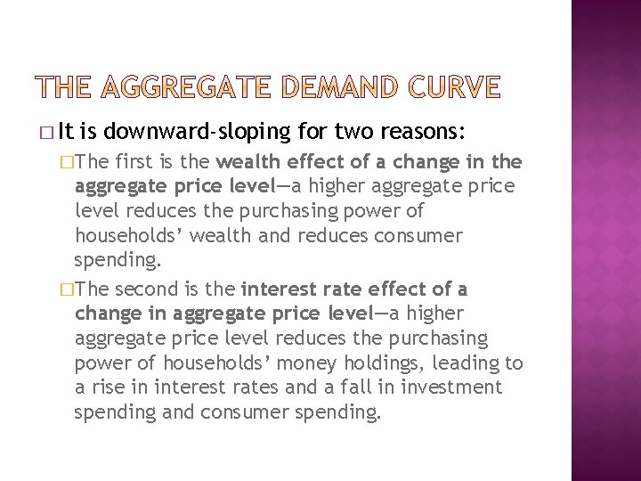 � It is downward-sloping for two reasons: �The first is the wealth effect of