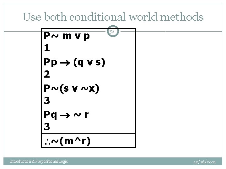 Use both conditional world methods P~ m v p 1 P p (q v