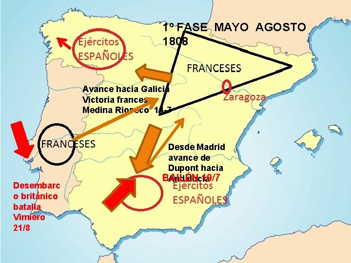 1º FASE MAYO AGOSTO 1808 Avance hacia Galicia Victoria francesa Medina Rioseco 14 -7