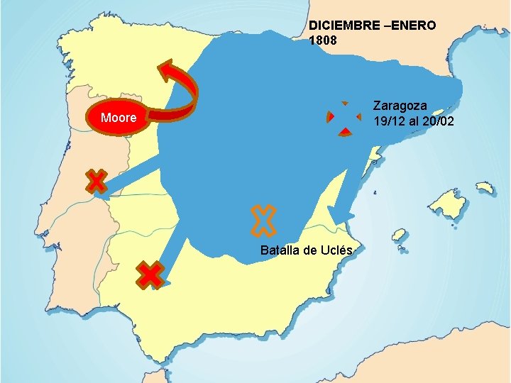 DICIEMBRE –ENERO 1808 Zaragoza 19/12 al 20/02 Moore Batalla de Uclés 