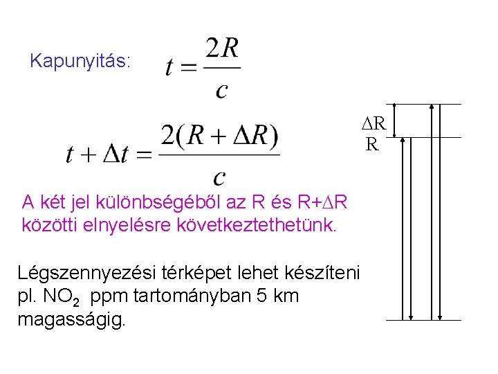 Kapunyitás: R R A két jel különbségéből az R és R+ R közötti elnyelésre