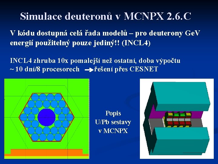 Simulace deuteronů v MCNPX 2. 6. C V kódu dostupná celá řada modelů –