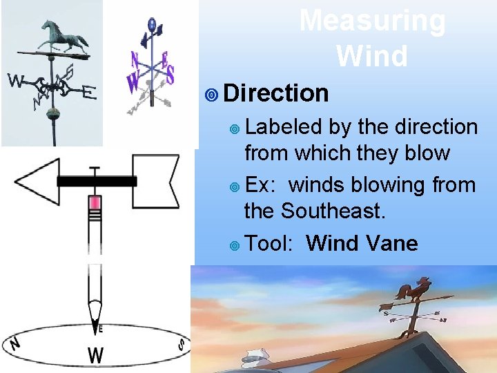 Measuring Wind ¥ Direction Labeled by the direction from which they blow ¥ Ex: