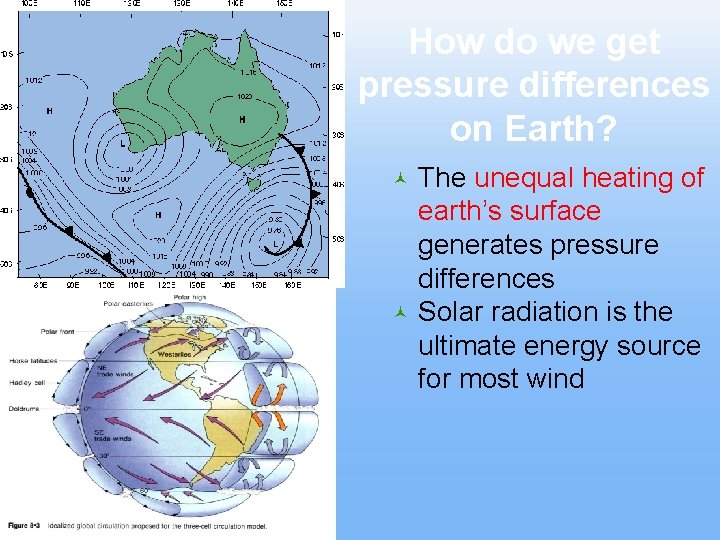 How do we get pressure differences on Earth? © © The unequal heating of