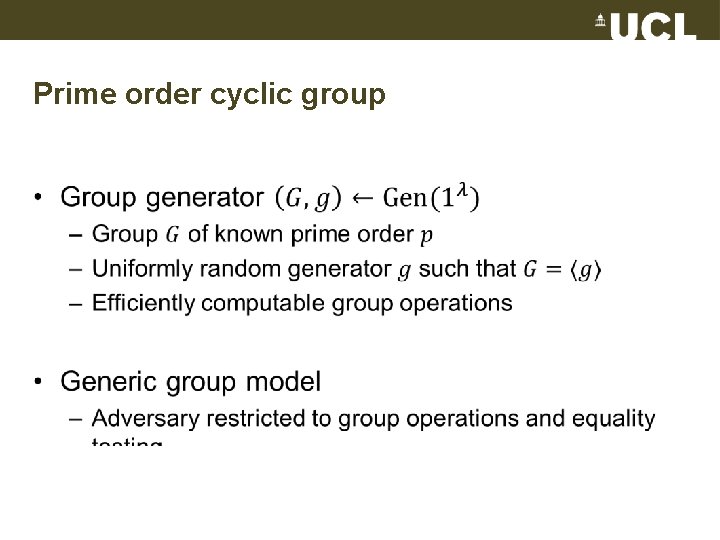 Prime order cyclic group • 