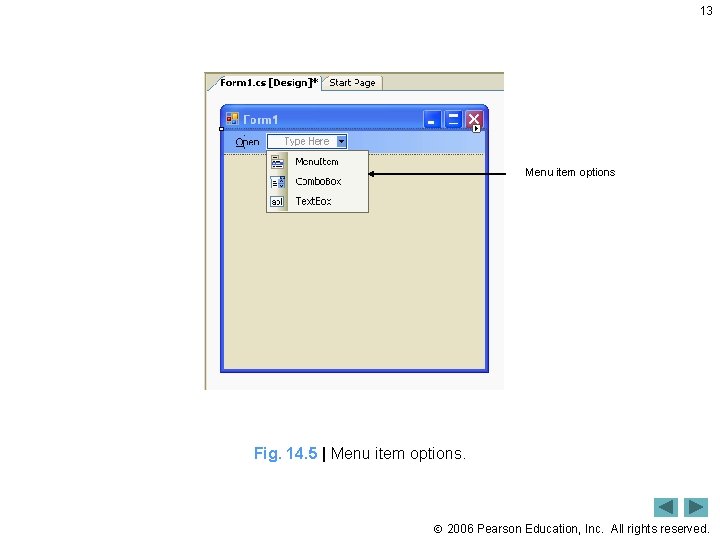 13 Menu item options Fig. 14. 5 | Menu item options. 2006 Pearson Education,