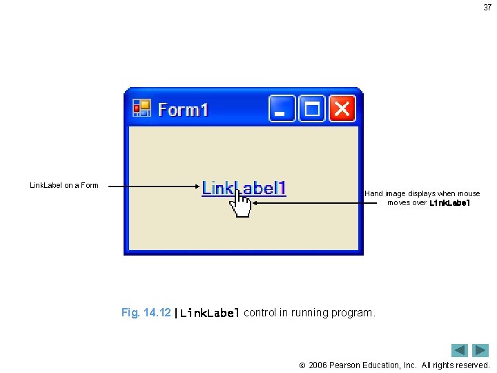 37 Link. Label on a Form Hand image displays when mouse moves over Link.