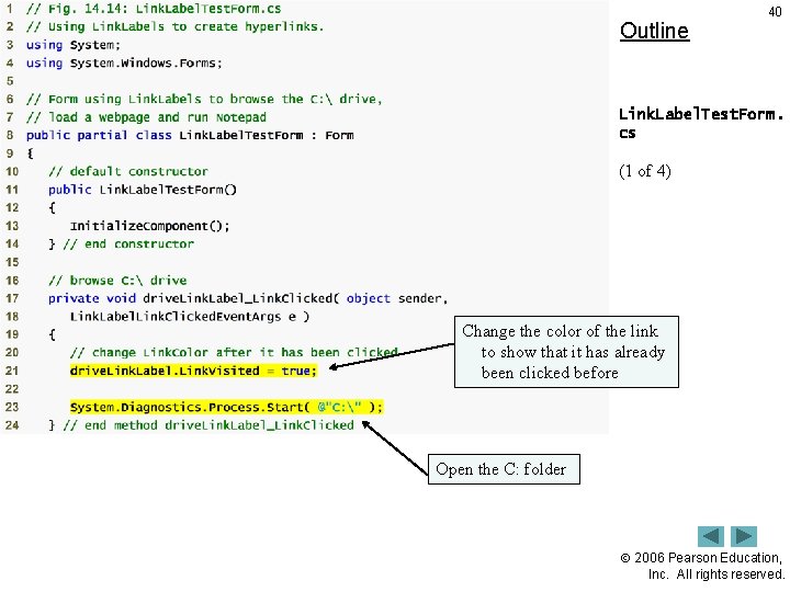 Outline 40 Link. Label. Test. Form. cs (1 of 4) Change the color of