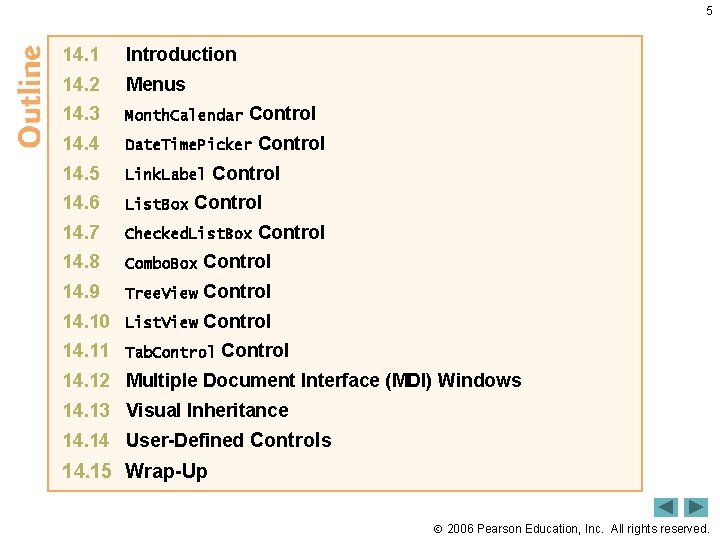 5 14. 1 Introduction 14. 2 Menus 14. 3 Month. Calendar 14. 4 Date.