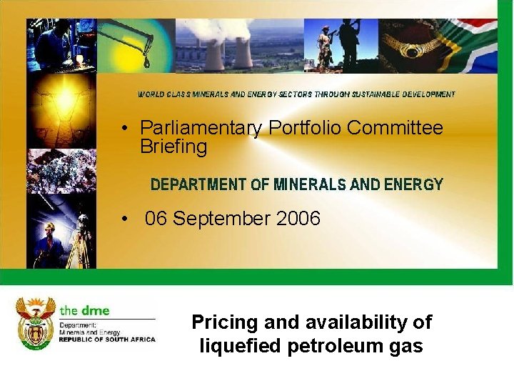  • Parliamentary Portfolio Committee Briefing • 06 September 2006 Pricing and availability of