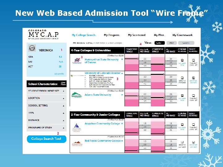 New Web Based Admission Tool “Wire Frame” 