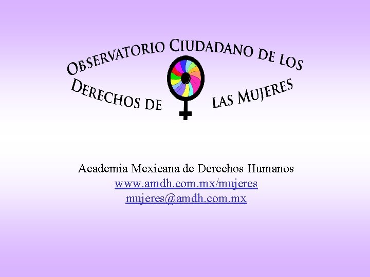 Academia Mexicana de Derechos Humanos www. amdh. com. mx/mujeres@amdh. com. mx 