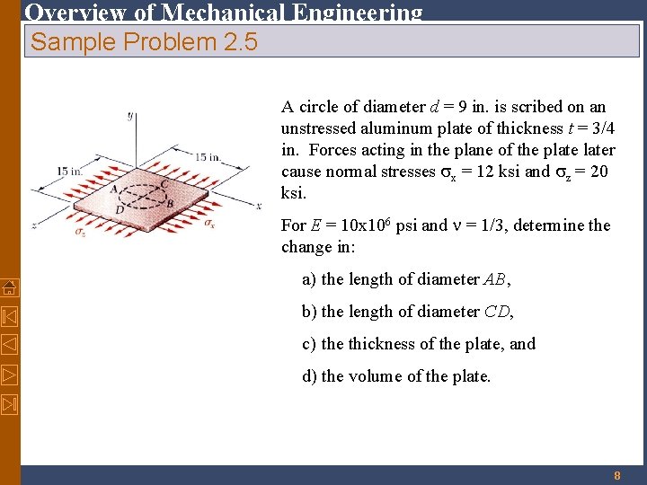 Overview of Mechanical Engineering Sample Problem 2. 5 A circle of diameter d =