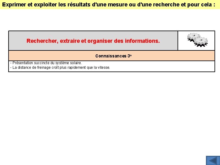 Exprimer et exploiter les résultats d'une mesure ou d'une recherche et pour cela :