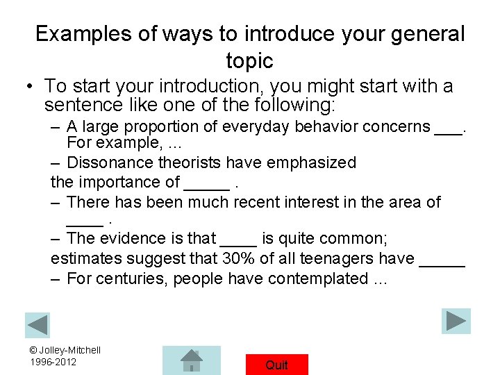 Writing an Introduction Tips for users of Research