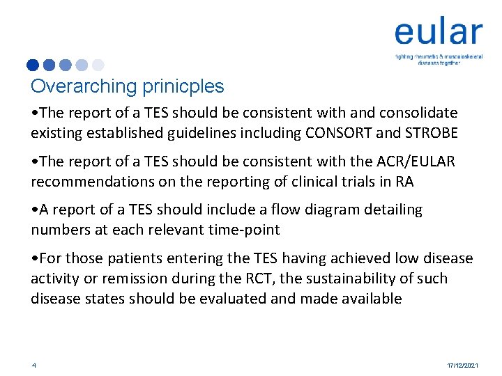 Overarching prinicples • The report of a TES should be consistent with and consolidate
