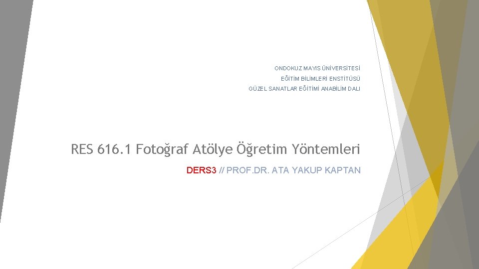 ONDOKUZ MAYIS ÜNİVERSİTESİ EĞİTİM BİLİMLERİ ENSTİTÜSÜ GÜZEL SANATLAR EĞİTİMİ ANABİLİM DALI RES 616. 1