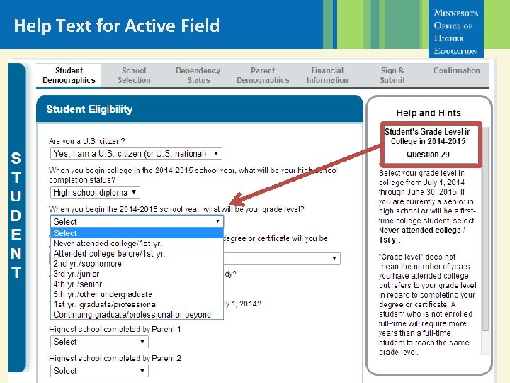 Help Text for Active Field 