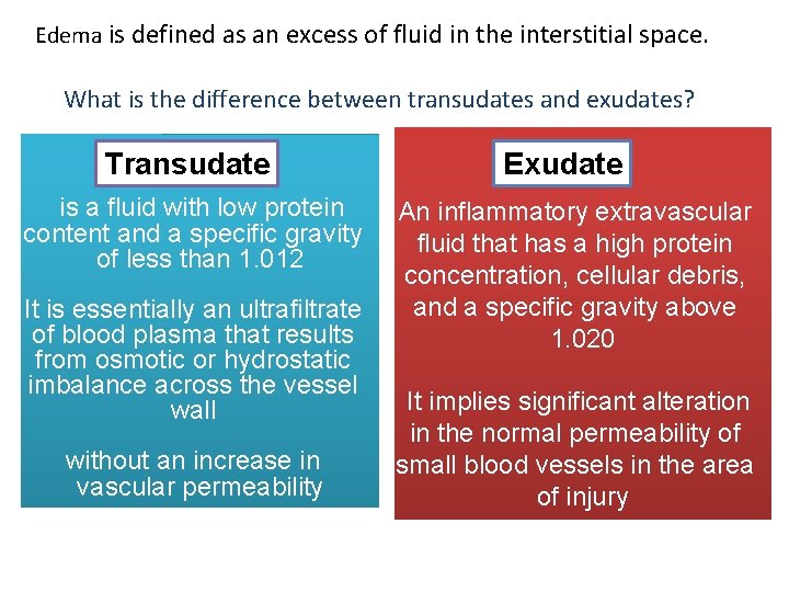 Edema is defined as an excess of fluid in the interstitial space. What is