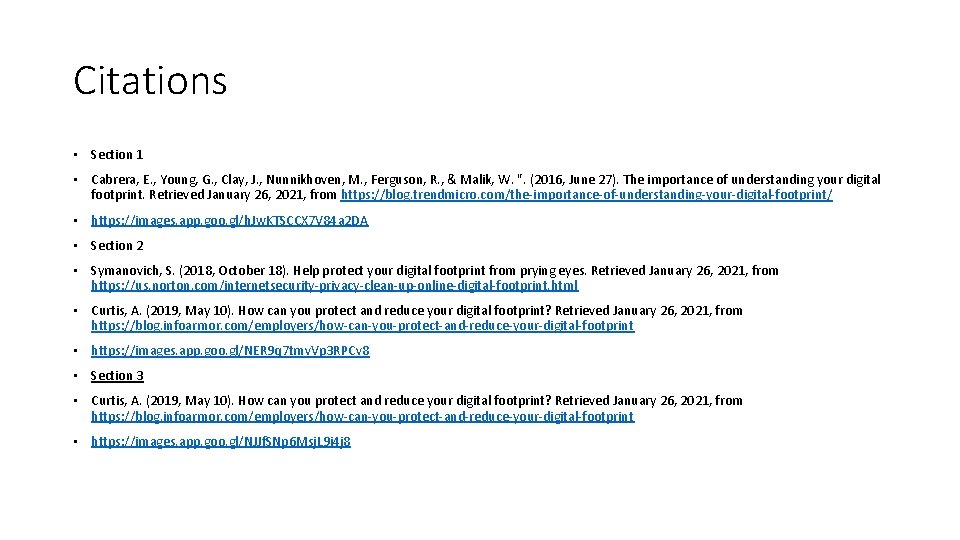 Citations • Section 1 • Cabrera, E. , Young, G. , Clay, J. ,