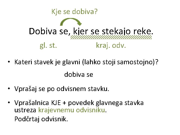 Kje se dobiva? Dobiva se, kjer se stekajo reke. gl. st. kraj. odv. •