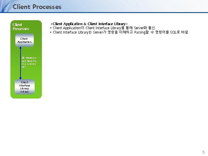 Client Processes <Client Application & Client Interface Library> • Client Application이 Client Interface Library를