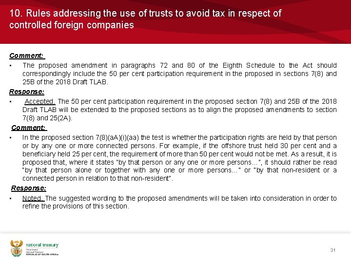 10. Rules addressing the use of trusts to avoid tax in respect of controlled