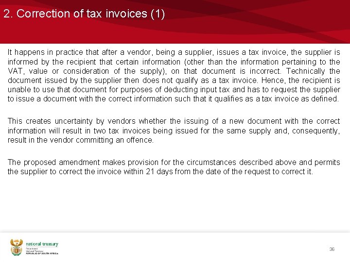 2. Correction of tax invoices (1) It happens in practice that after a vendor,