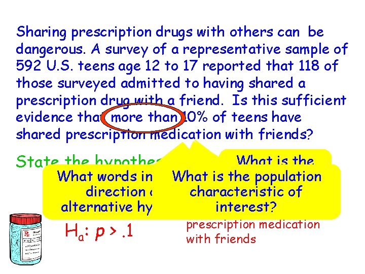 Sharing prescription drugs with others can be dangerous. A survey of a representative sample