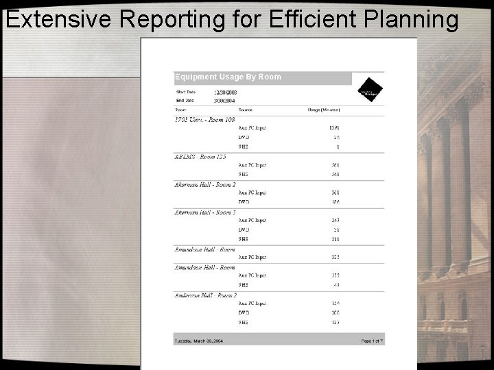 Extensive Reporting for Efficient Planning 