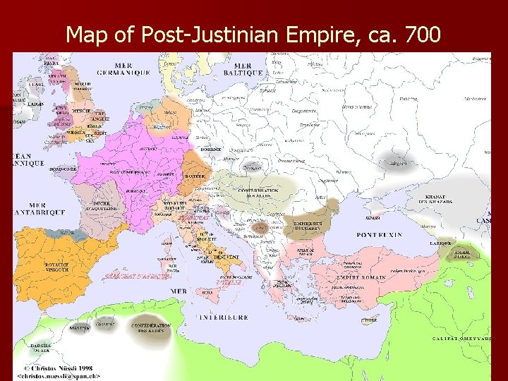 Map of Post-Justinian Empire, ca. 700 