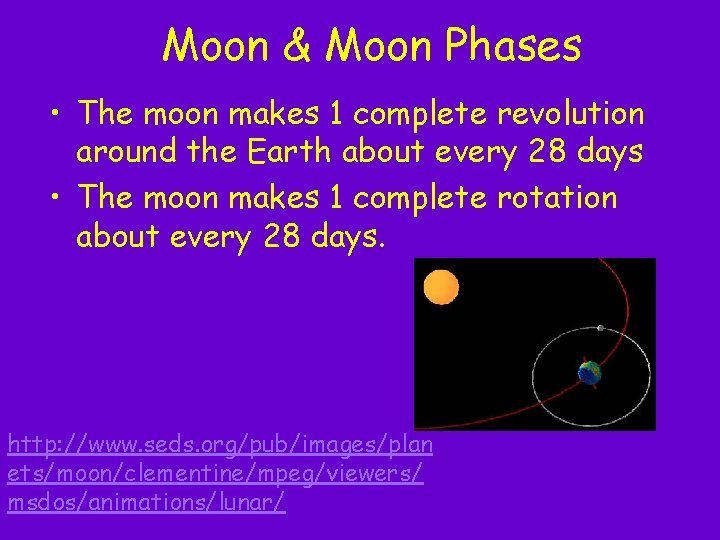 Moon & Moon Phases • The moon makes 1 complete revolution around the Earth Moon & Moon Phases • The moon makes 1 complete revolution around the Earth