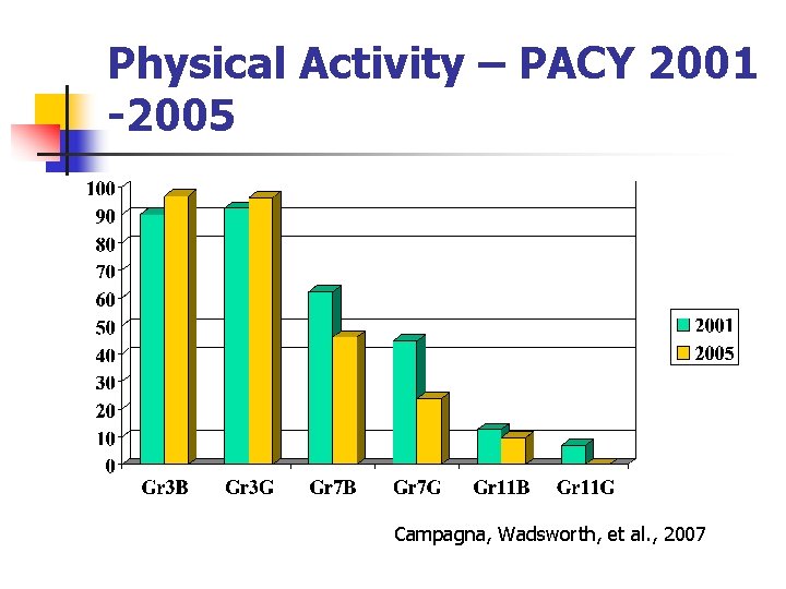 Physical Activity – PACY 2001 -2005 Campagna, Wadsworth, et al. , 2007 