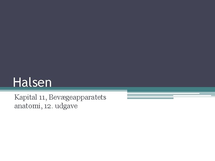 Halsen Kapital 11, Bevægeapparatets anatomi, 12. udgave 