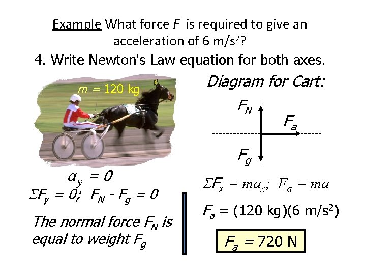 Example What force F is required to give an acceleration of 6 m/s 2?