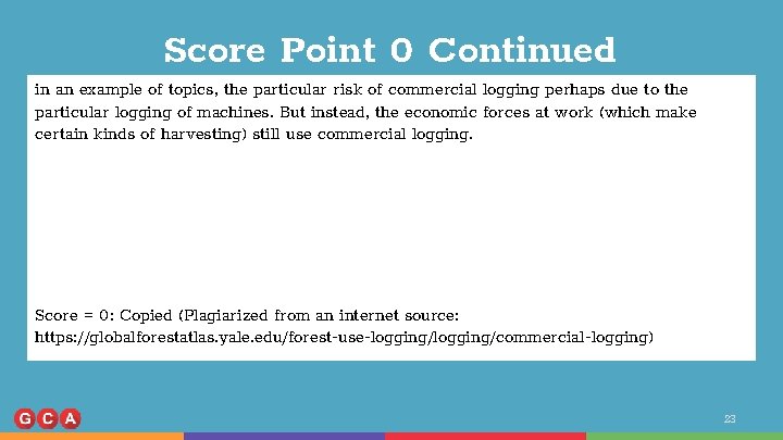 Score Point 0 Continued in an example of topics, the particular risk of commercial