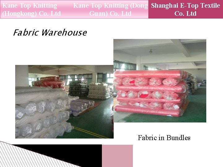 Kane Top Knitting (Hongkong) Co. Ltd Kane Top Knitting (Dong Shanghai E-Top Textile Guan)