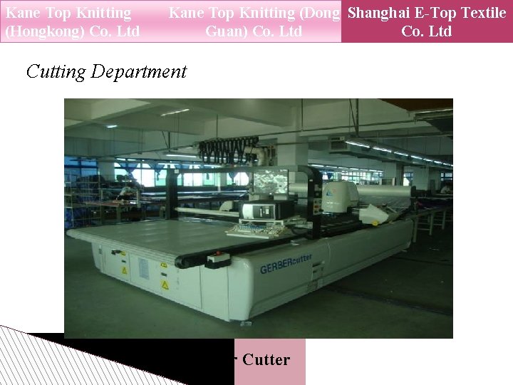 Kane Top Knitting (Hongkong) Co. Ltd Kane Top Knitting (Dong Shanghai E-Top Textile Guan)