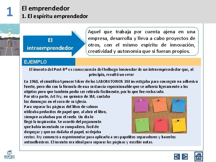 1 El emprendedor 1. El espíritu emprendedor El intraemprendedor Aquel que trabaja por cuenta