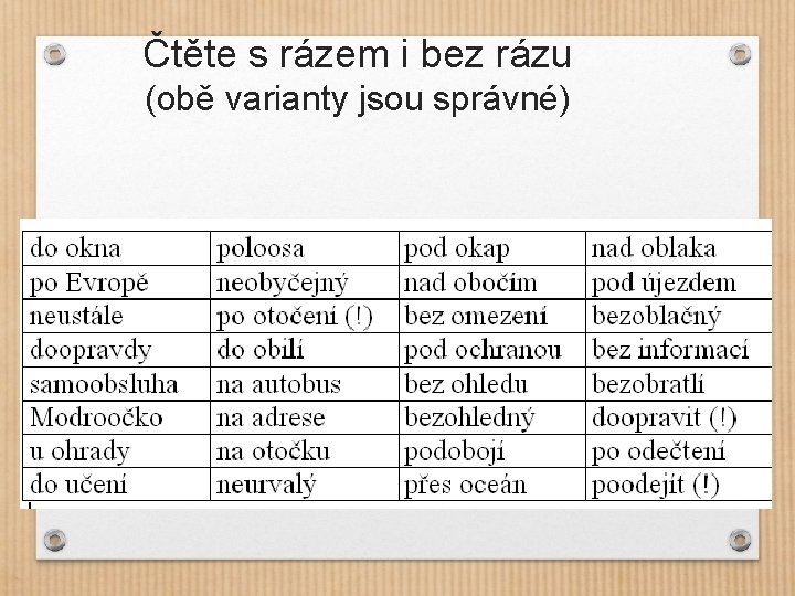 Čtěte s rázem i bez rázu (obě varianty jsou správné) 