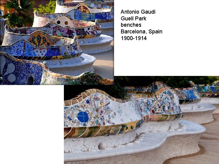 Antonio Gaudi Guell Park benches Barcelona, Spain 1900 -1914 