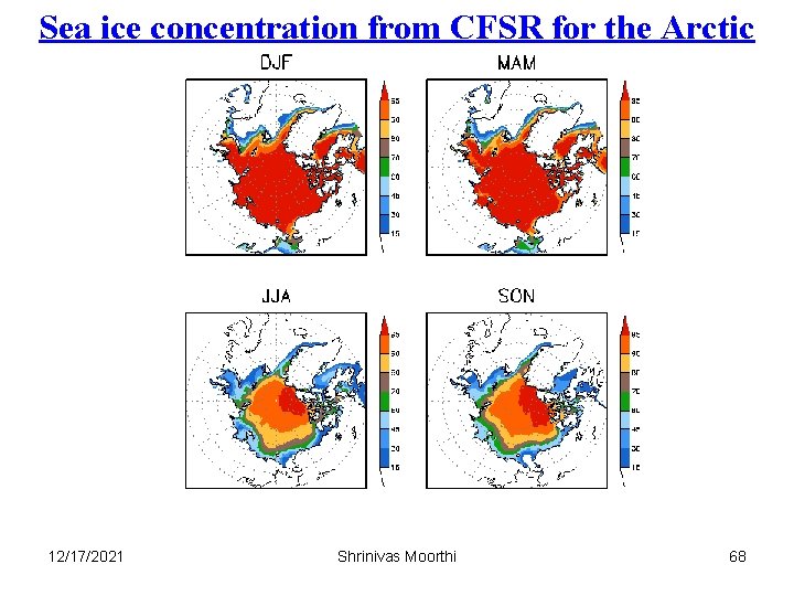 Sea ice concentration from CFSR for the Arctic 12/17/2021 Shrinivas Moorthi 68 