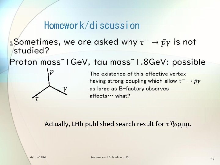 Homework/discussion • Actually, LHb published search result for tgpmm. 4/Jun/2019 International School on c.