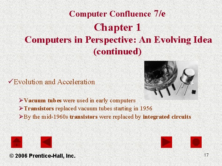 Computer Confluence 7/e Chapter 1 Computers in Perspective: An Evolving Idea (continued) üEvolution and