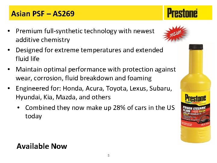 Asian PSF – AS 269 • Premium full-synthetic technology with newest additive chemistry •