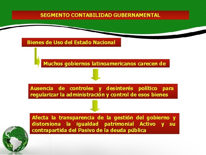 SEGMENTO CONTABILIDAD GUBERNAMENTAL Bienes de Uso del Estado Nacional Muchos gobiernos latinoamericanos carecen de